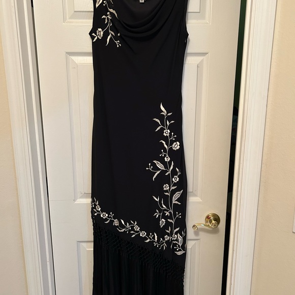 alex evenings black and white dress Alex Evenings Long Matte Jersey Dress Women's Dress Black White : 6 main image 1